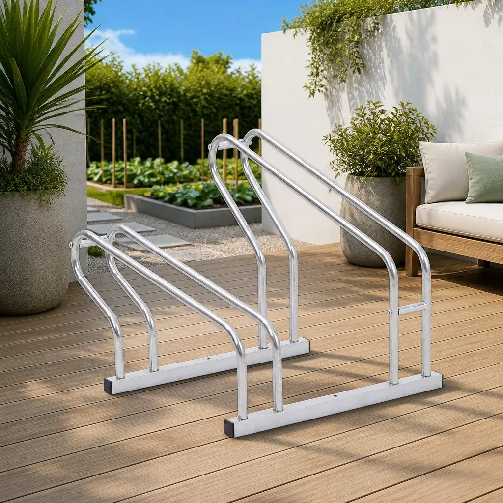 Bicycle Stand for 2 Bikes with Silver Finish