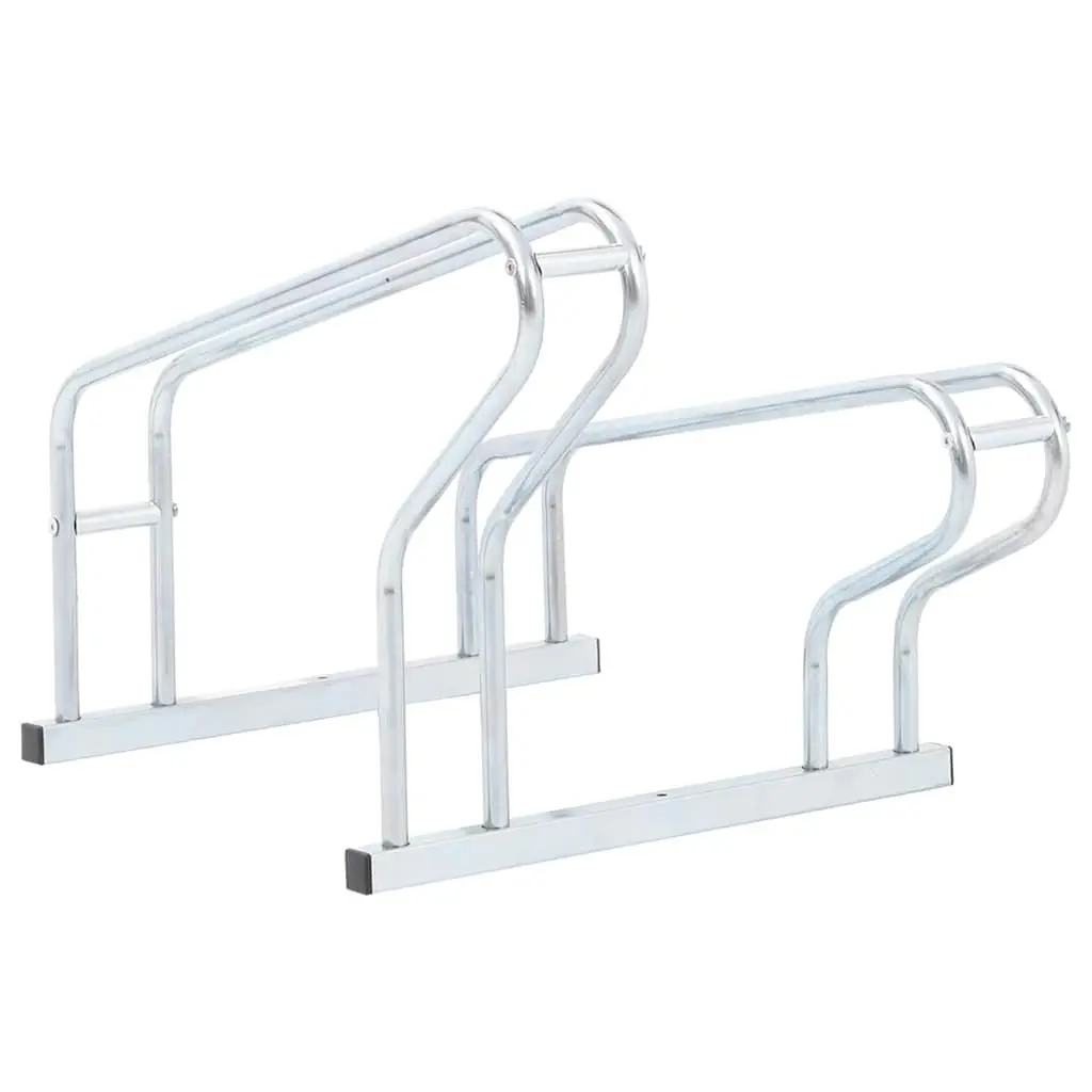 Bicycle Stand for 2 Bikes Freestanding Storage Rack Silver Indoor Outdoor