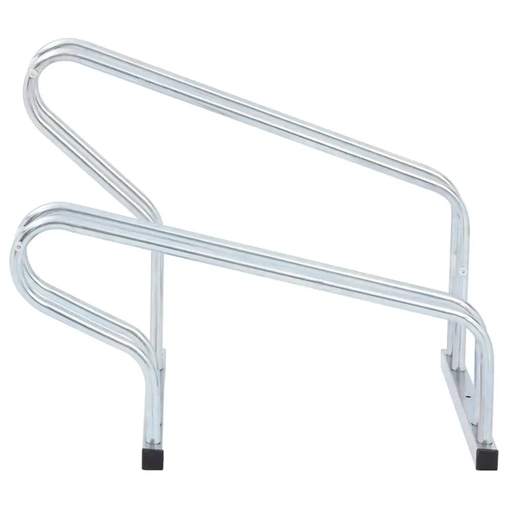 Bicycle Stand for 2 Bikes Freestanding Storage Rack Silver Indoor Outdoor