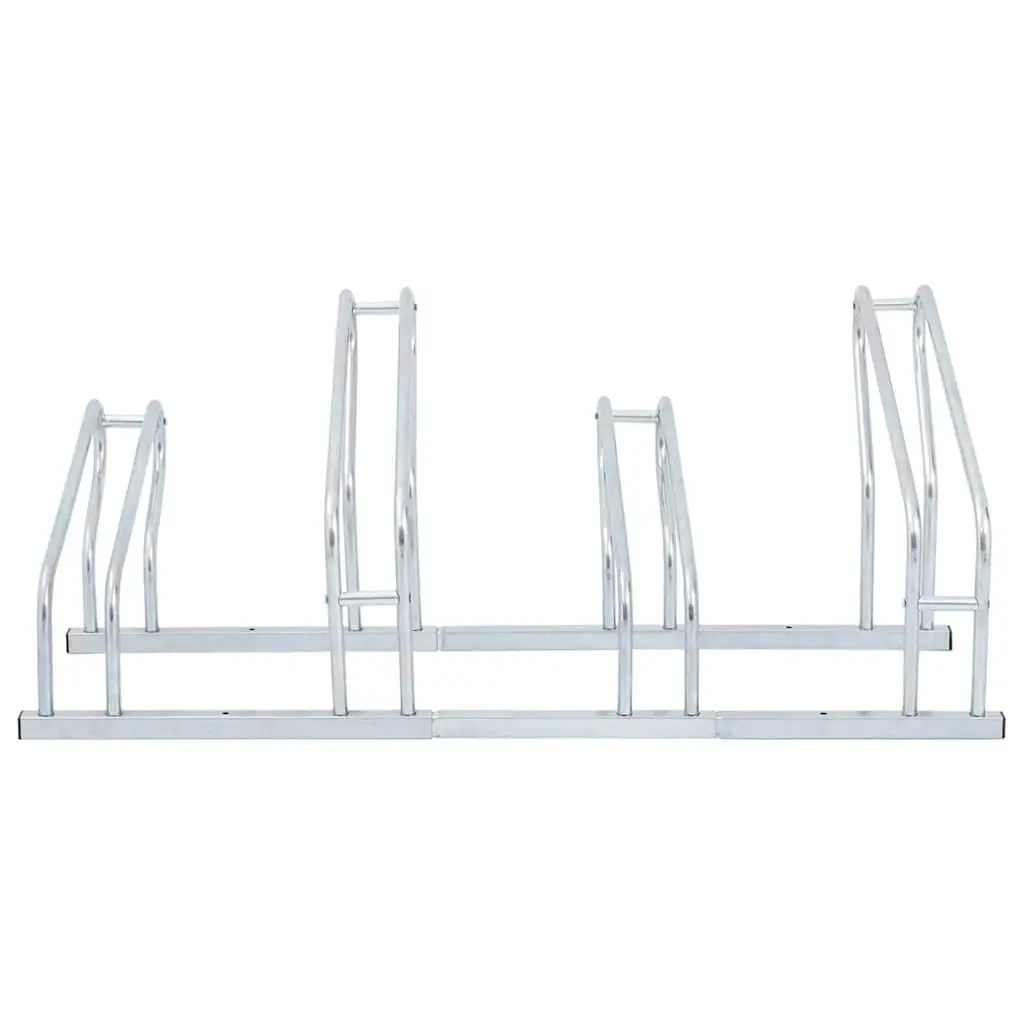 Bicycle Stand 4 Bikes Floor Freestanding Storage Rack Galvanised Steel Silver