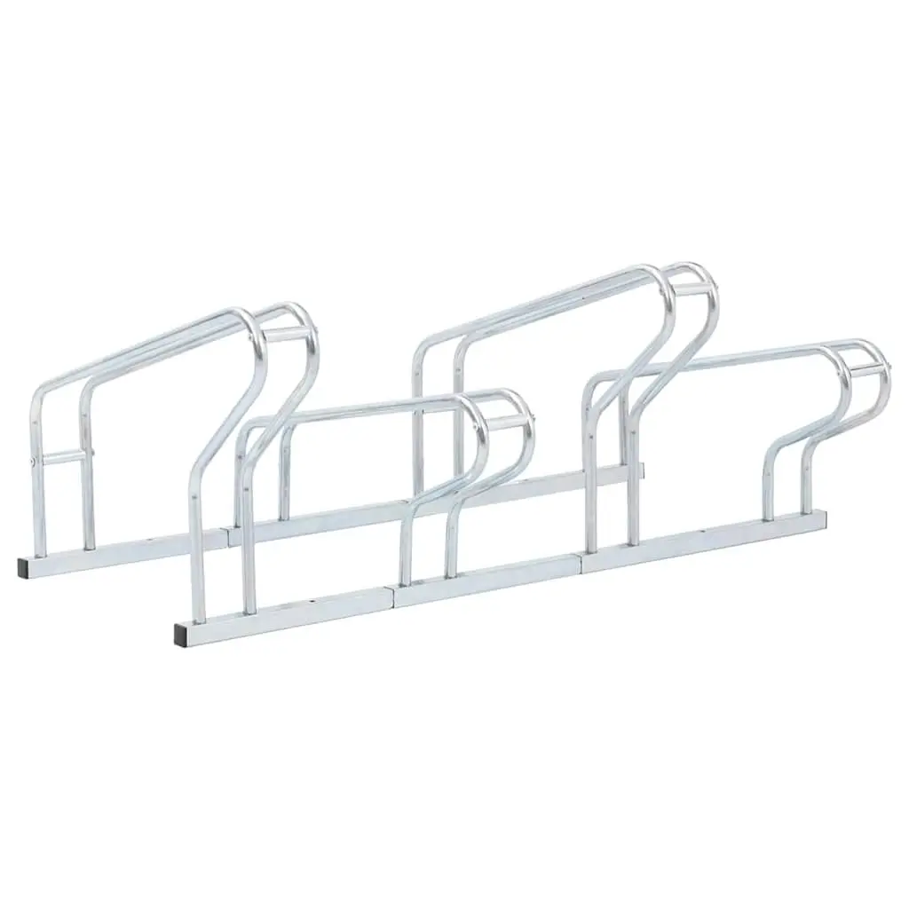 Bicycle Stand 4 Bikes Floor Freestanding Storage Rack Galvanised Steel Silver