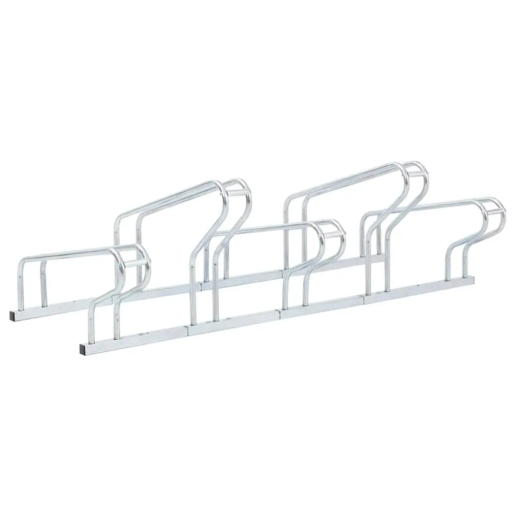 Bicycle Stand Freestanding Storage 5 Bikes Silver Galvanised Steel Rack