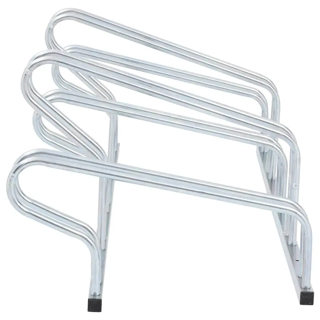 Bicycle Stand Freestanding Storage 5 Bikes Silver Galvanised Steel Rack