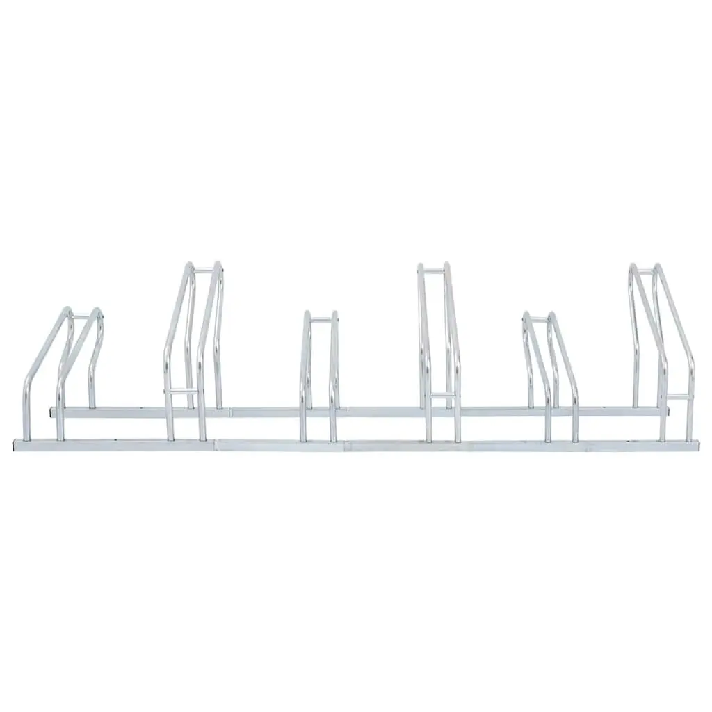 Bicycle Stand Freestanding Storage Rack 6 Bikes Silver Galvanised Steel
