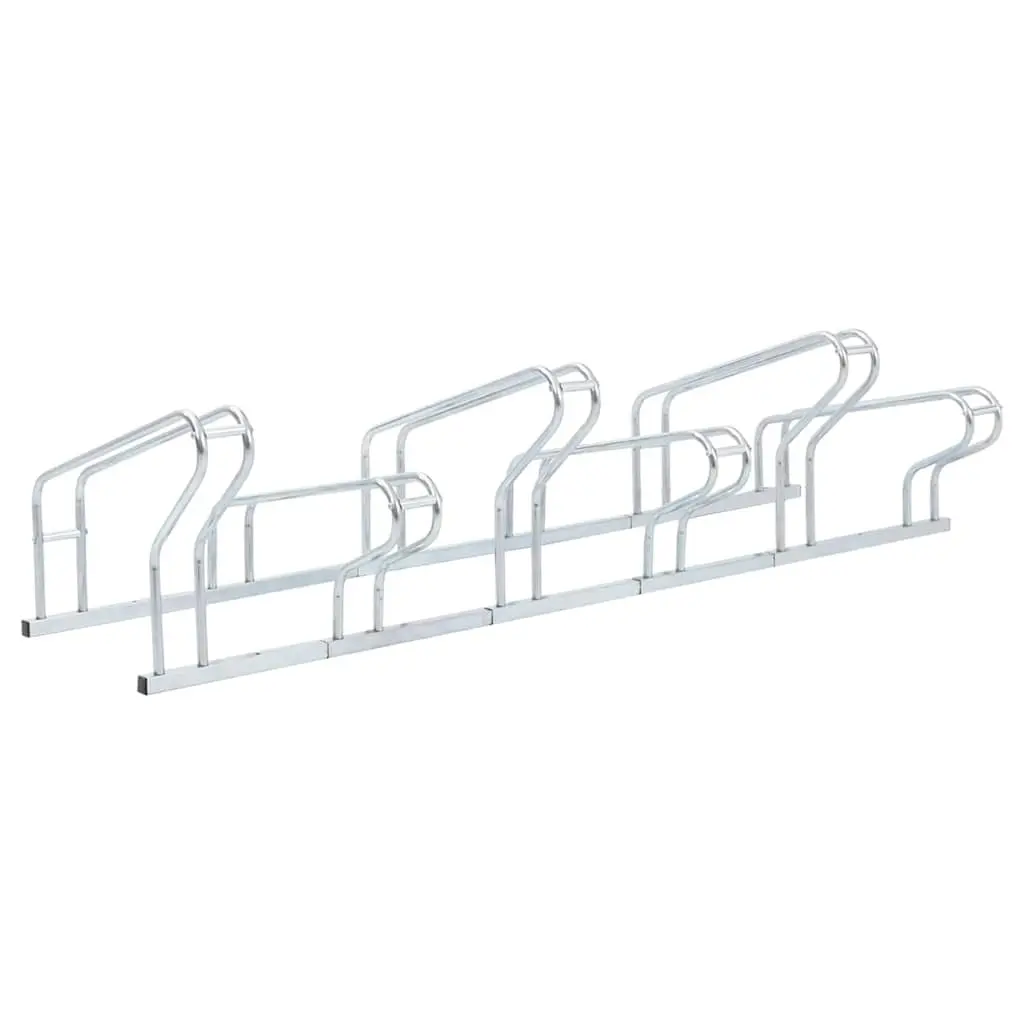 Bicycle Stand Freestanding Storage Rack 6 Bikes Silver Galvanised Steel