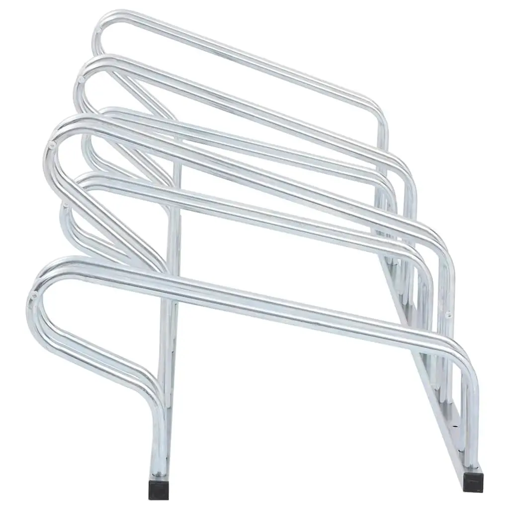 Bicycle Stand Freestanding Storage Rack 6 Bikes Silver Galvanised Steel