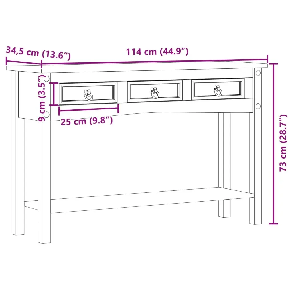 Console Table in Solid Pine Wood