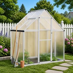 Reliable Greenhouse with Base Frame in Silver 169x114x195 cm