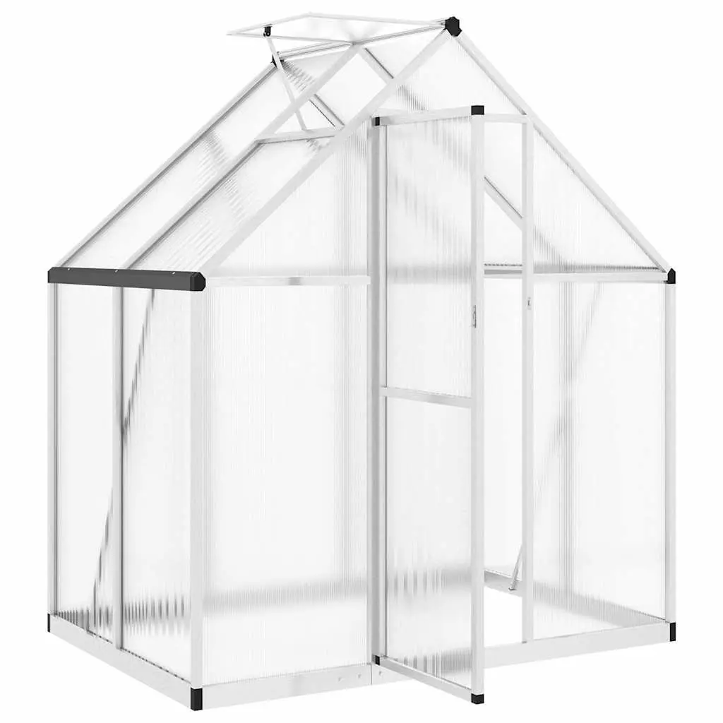 Greenhouse Aluminium Base Frame 169x114x195 cm Polycarbonate Silver