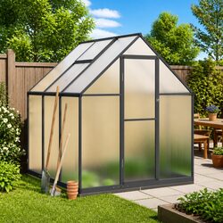 Reliable Greenhouse with Polycarbonate Panels: Anthracite 169x169x202 cm