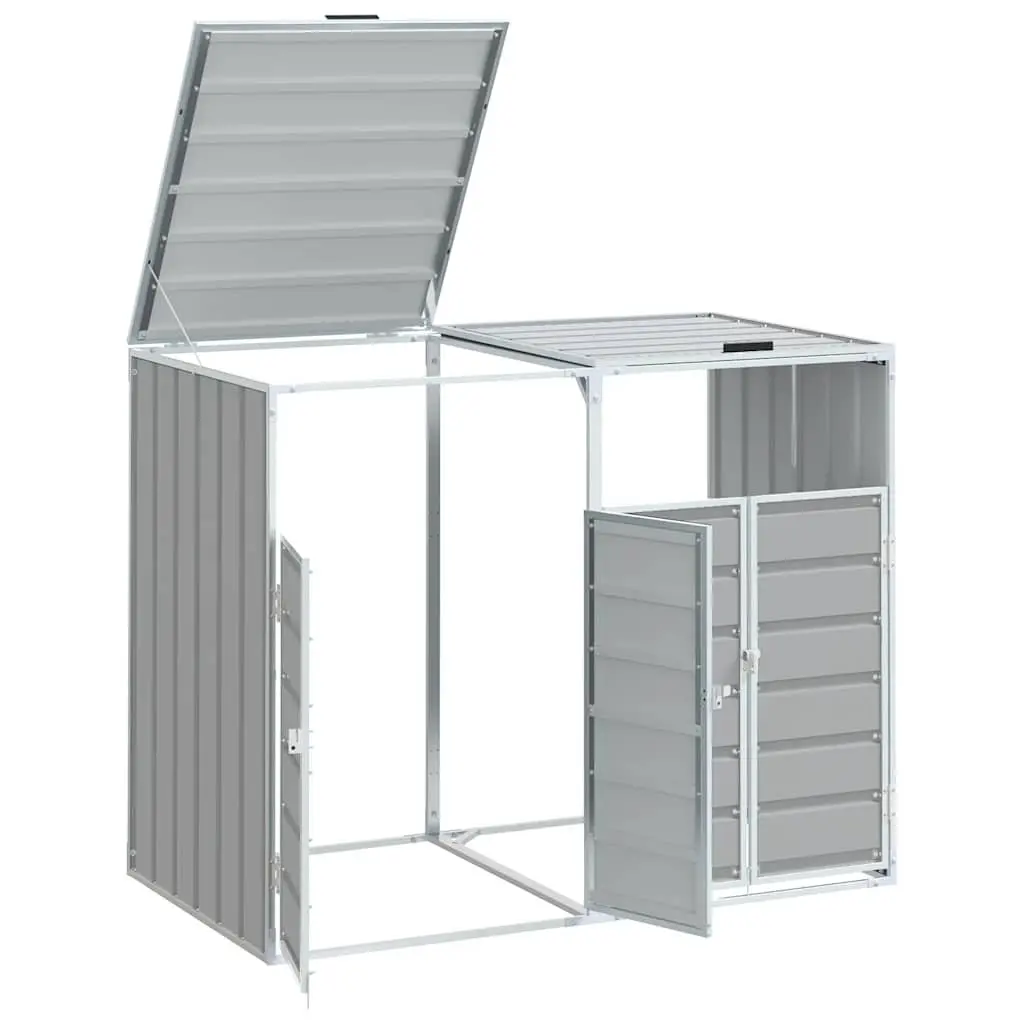 Garden Waste Container Double Bin Steel Storage Grey Enclosure