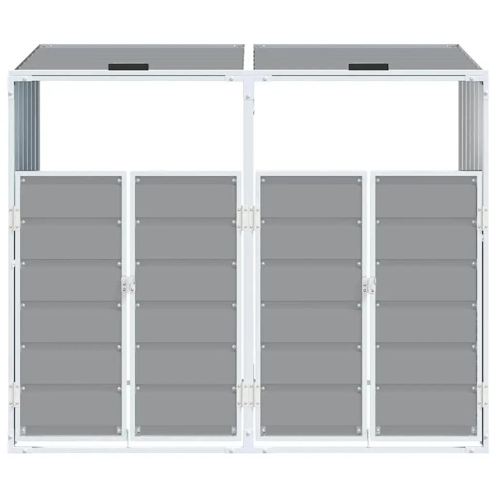 Garden Waste Container Double Bin Steel Storage Grey Enclosure