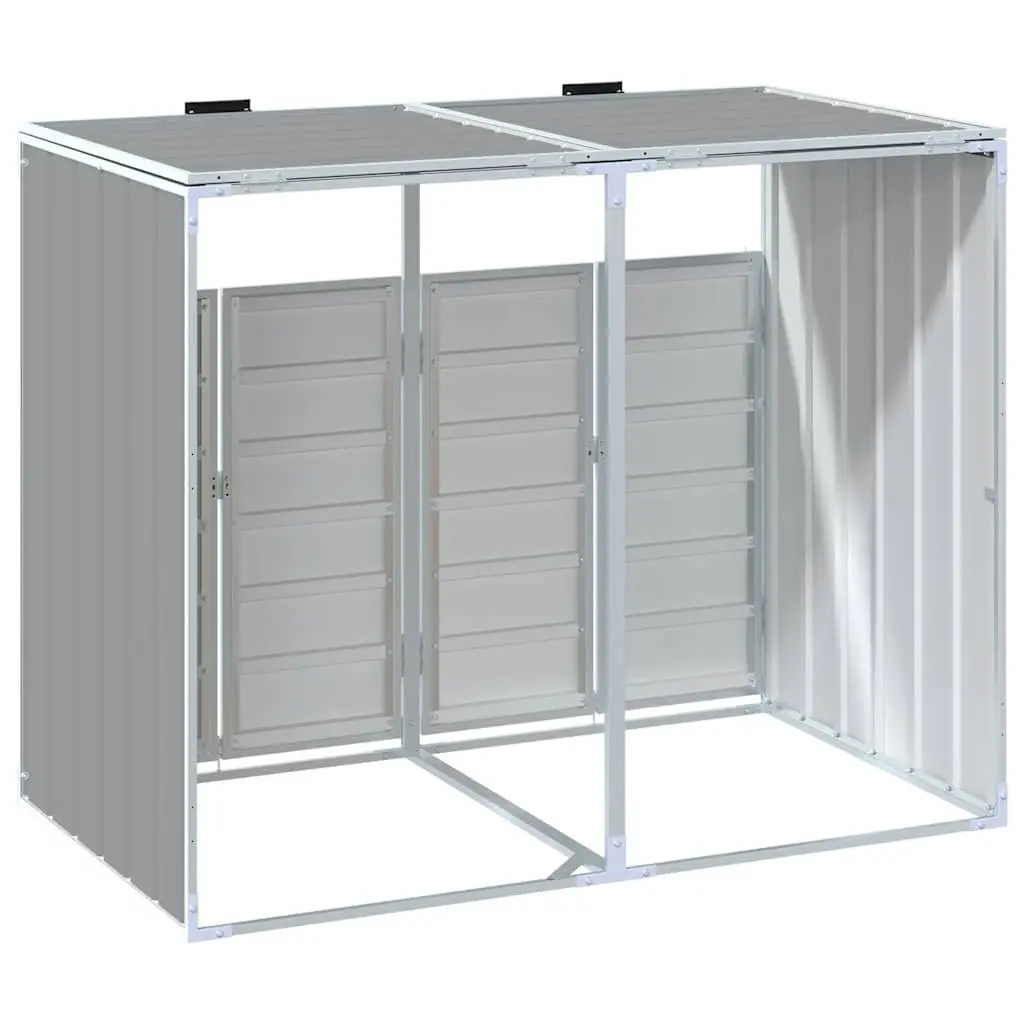 Garden Waste Container Double Bin Steel Storage Grey Enclosure