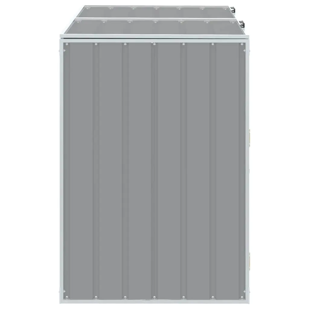 Garden Waste Container Double Bin Steel Storage Grey Enclosure