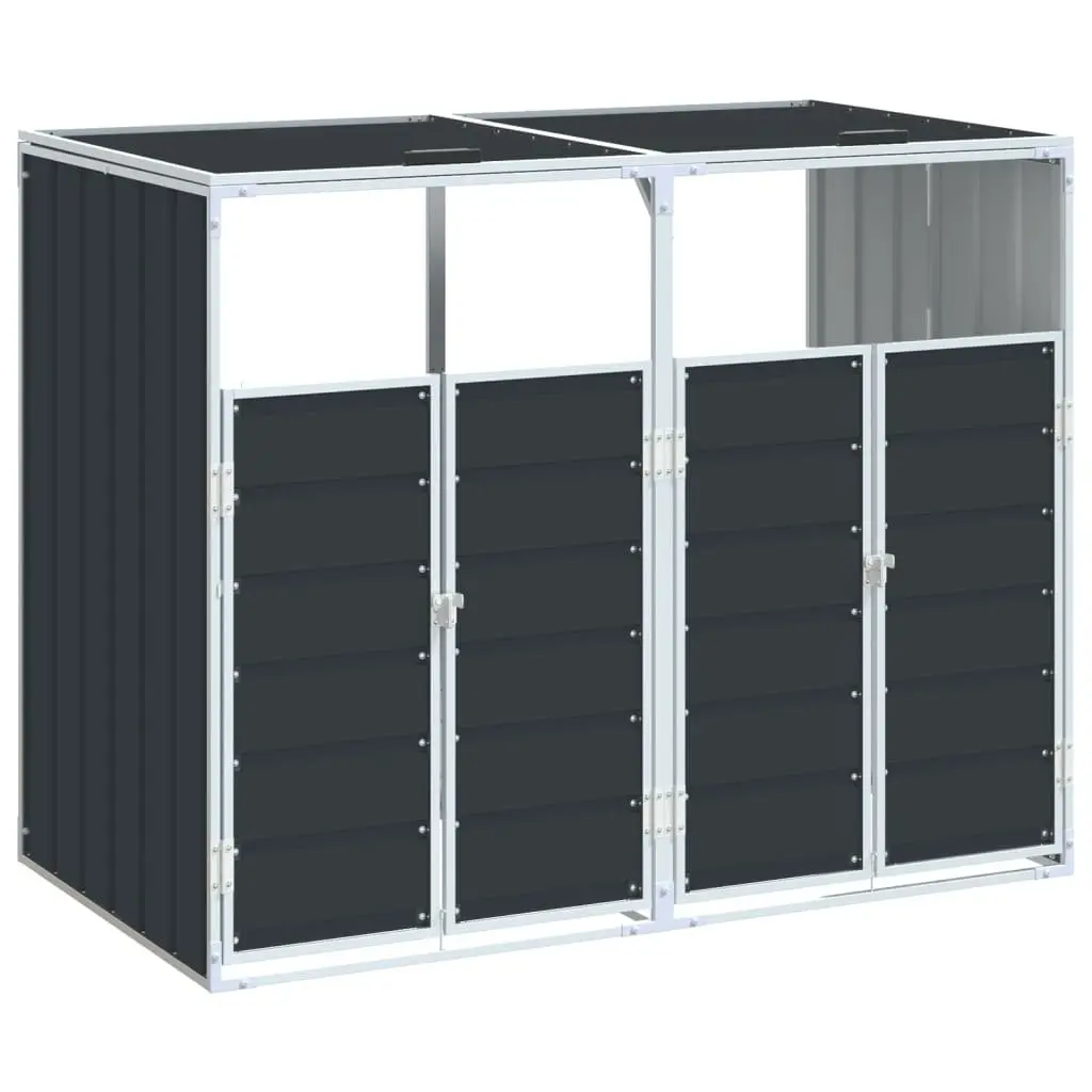Wheelie Bin Storage Double Bins Garden Waste Container Enclosure Anthracite 144 x 81 x 113 cm