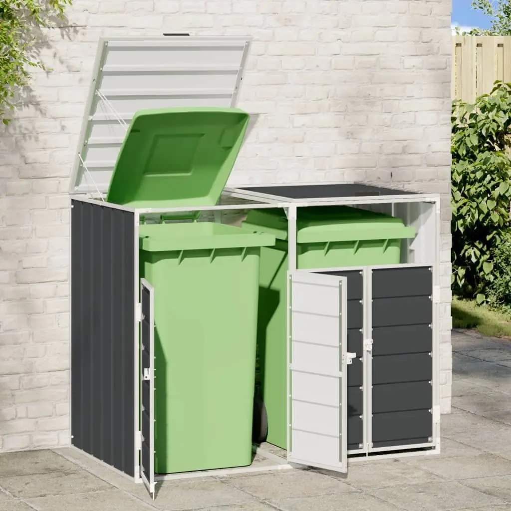 Wheelie Bin Storage Double Bins Garden Waste Container Enclosure Anthracite 144 x 81 x 113 cm