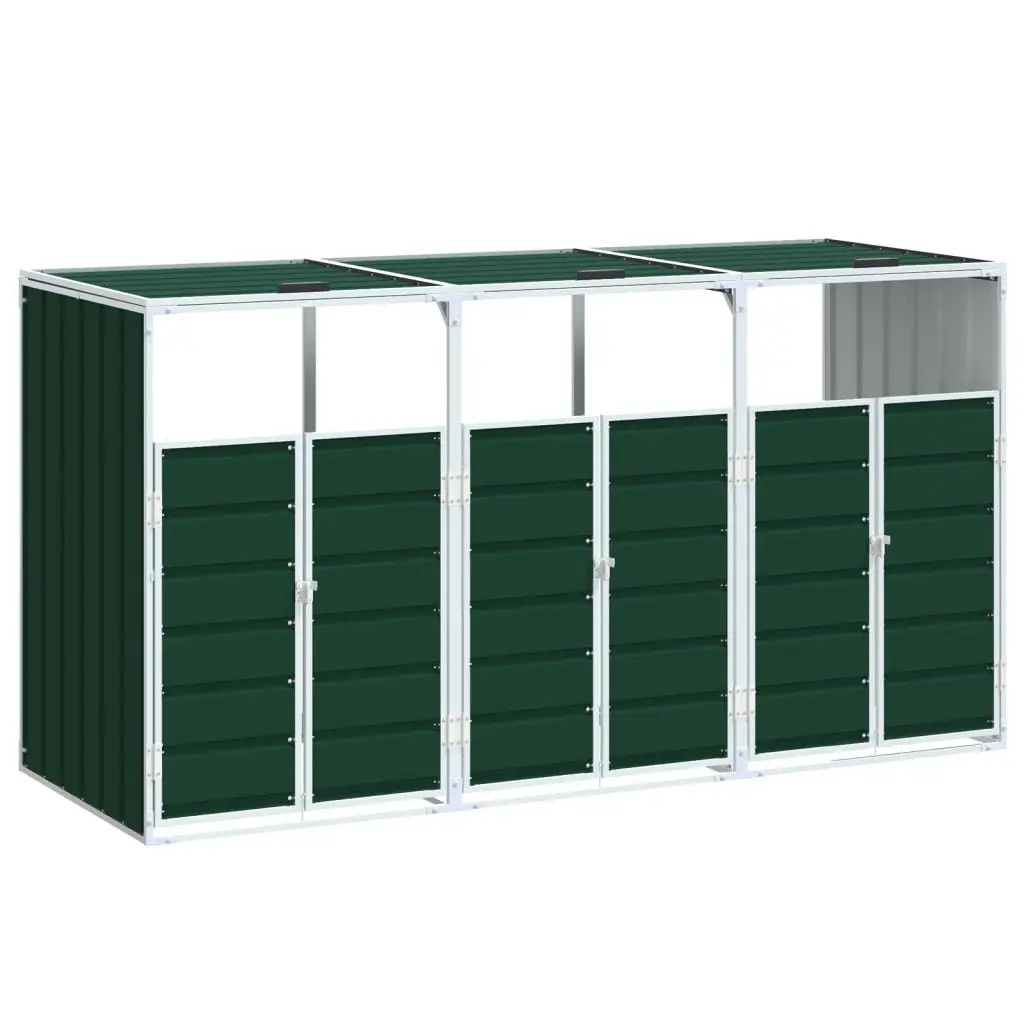 Wheelie Bin Storage Outdoor Garden Waste Enclosure Triple Green 216 x 81 x 115 cm