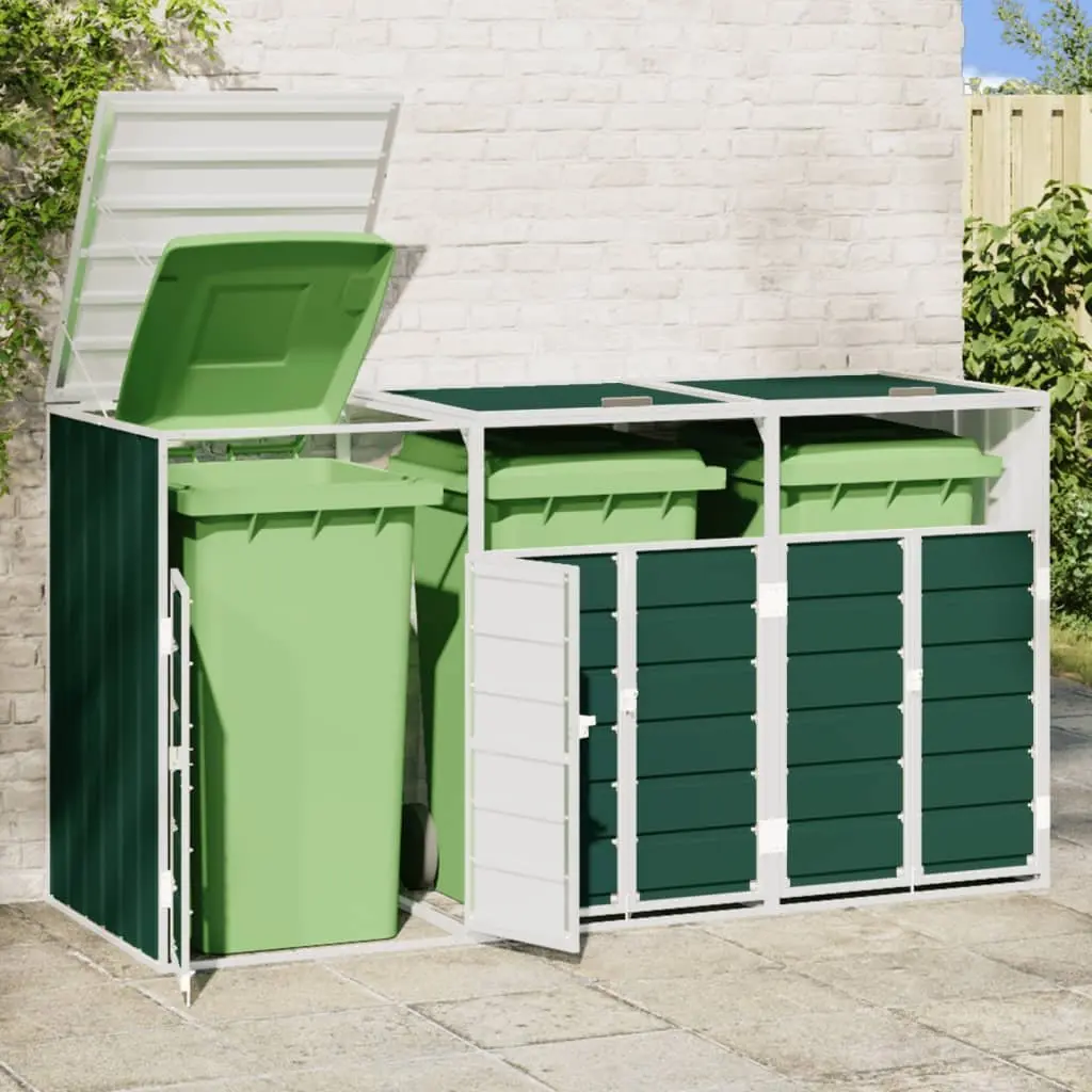 Wheelie Bin Storage Outdoor Garden Waste Enclosure Triple Green 216 x 81 x 115 cm