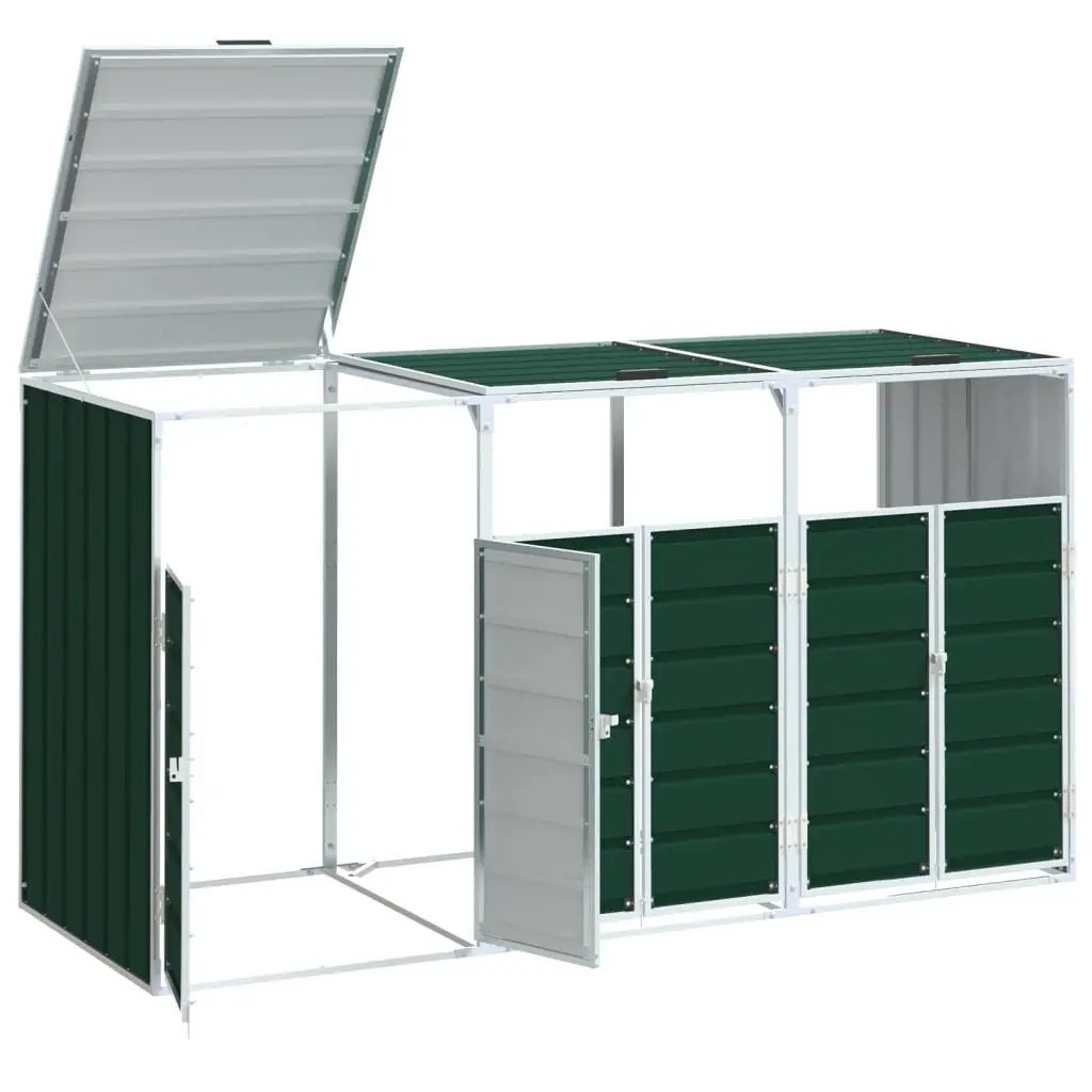 Wheelie Bin Storage Outdoor Garden Waste Enclosure Triple Green 216 x 81 x 115 cm