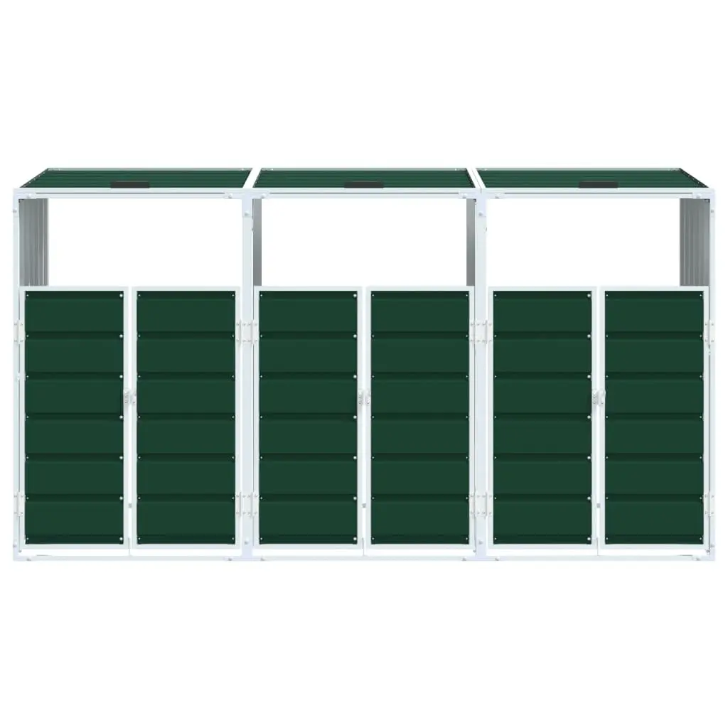 Wheelie Bin Storage Outdoor Garden Waste Enclosure Triple Green 216 x 81 x 115 cm