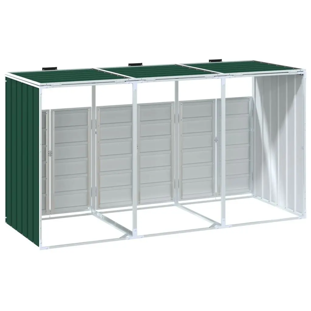 Wheelie Bin Storage Outdoor Garden Waste Enclosure Triple Green 216 x 81 x 115 cm