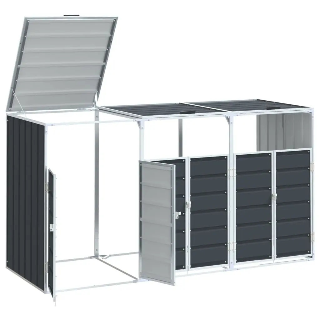 Wheelie Bin Storage Triple Bins Anthracite 216x81x115 cm Steel Garden