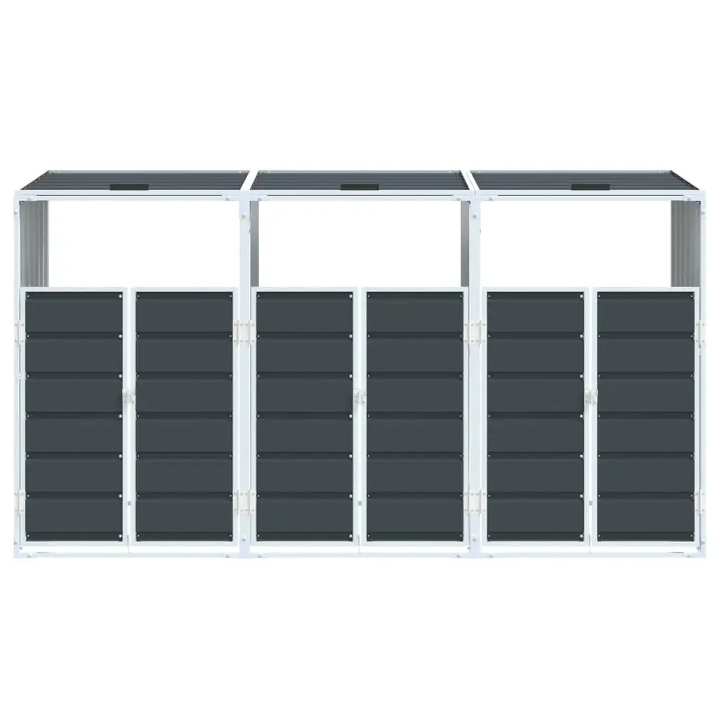 Wheelie Bin Storage Triple Bins Anthracite 216x81x115 cm Steel Garden