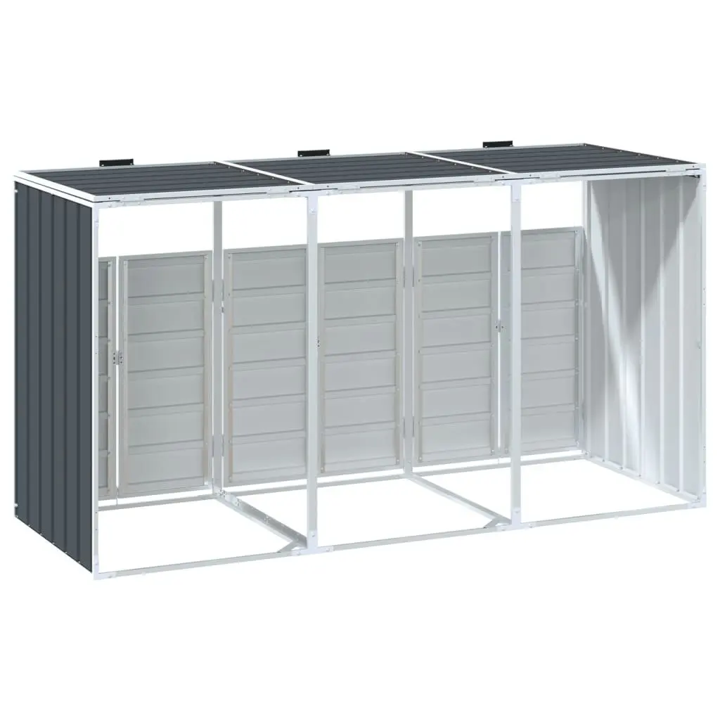 Wheelie Bin Storage Triple Bins Anthracite 216x81x115 cm Steel Garden