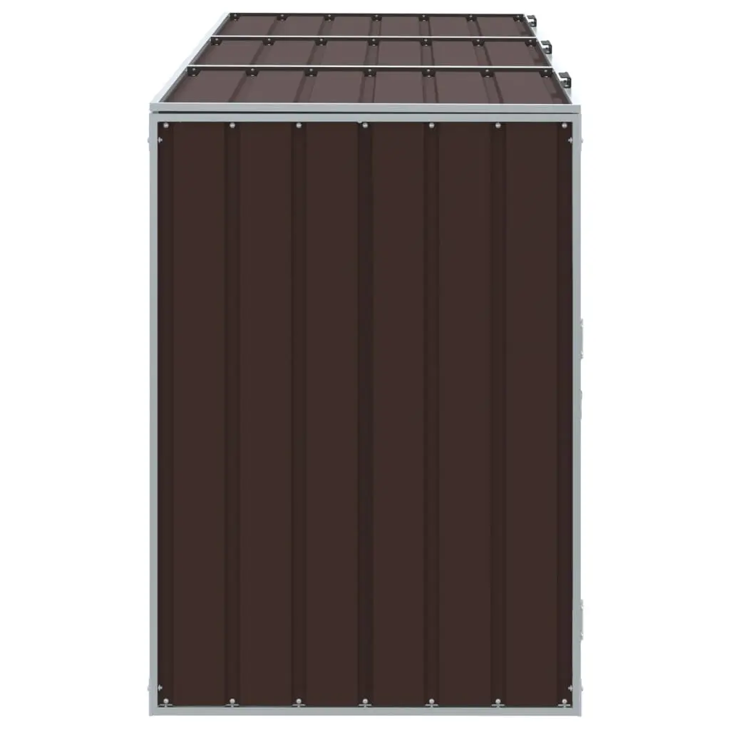 Wheelie Bin Storage Triple Bins Garden Waste Container 216x81x115 cm Brown