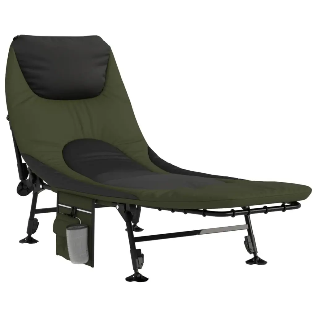 Fishing Bed Lounger Outdoor Adjustable Backrest Green Foldable with Mud Legs