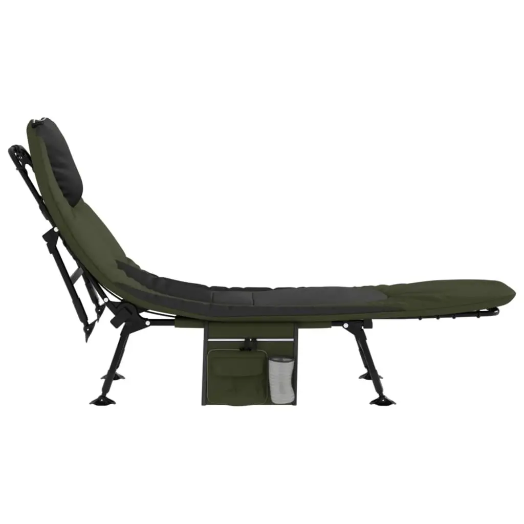 Fishing Bed Lounger Outdoor Adjustable Backrest Green Foldable with Mud Legs