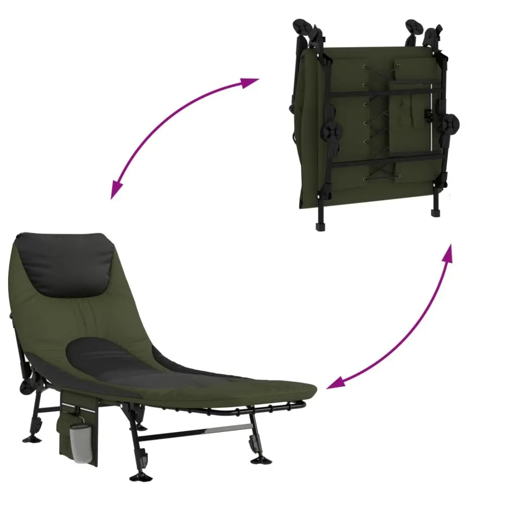 Fishing Bed Lounger Outdoor Adjustable Backrest Green Foldable with Mud Legs