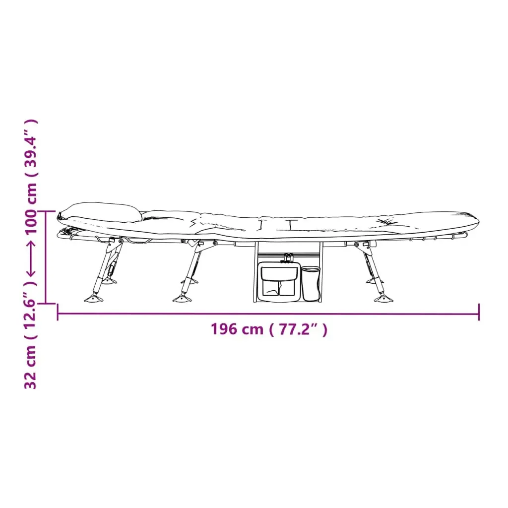 Foldable Fishing Bed Adjustable Mud Legs Camping Outdoor Furniture Camouflage