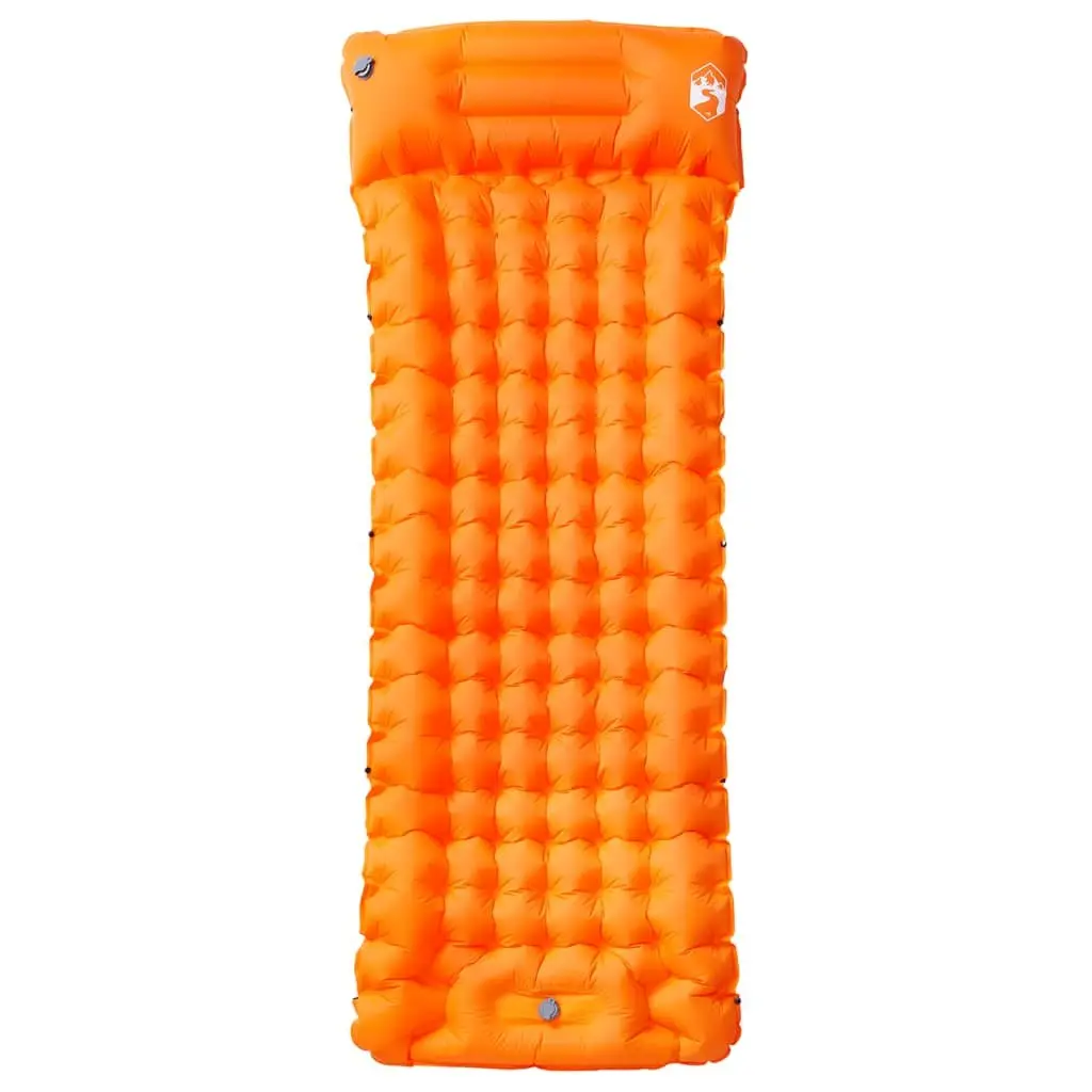 Self Inflating Camping Mattress Single Sleeping Pad with Pillow 10.5 cm Thickness Orange