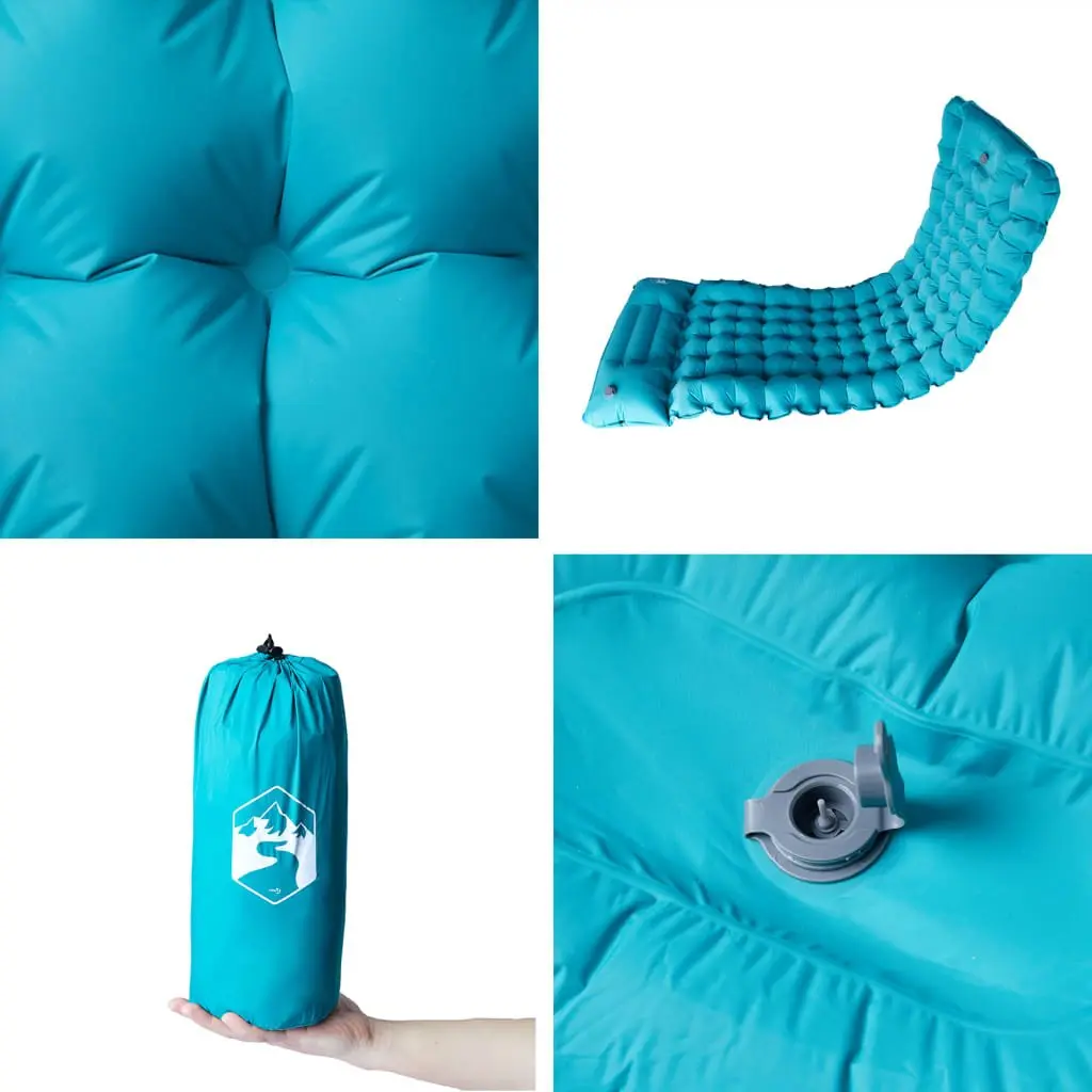 Self Inflating Camping Mattress 1-Person with Pillow Blue