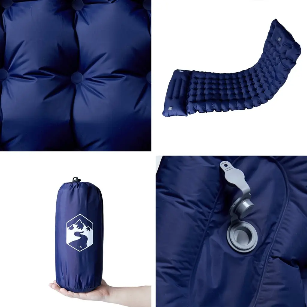 Self Inflating Camping Mattress Single Person Sleeping Pad 10.5 cm Blue