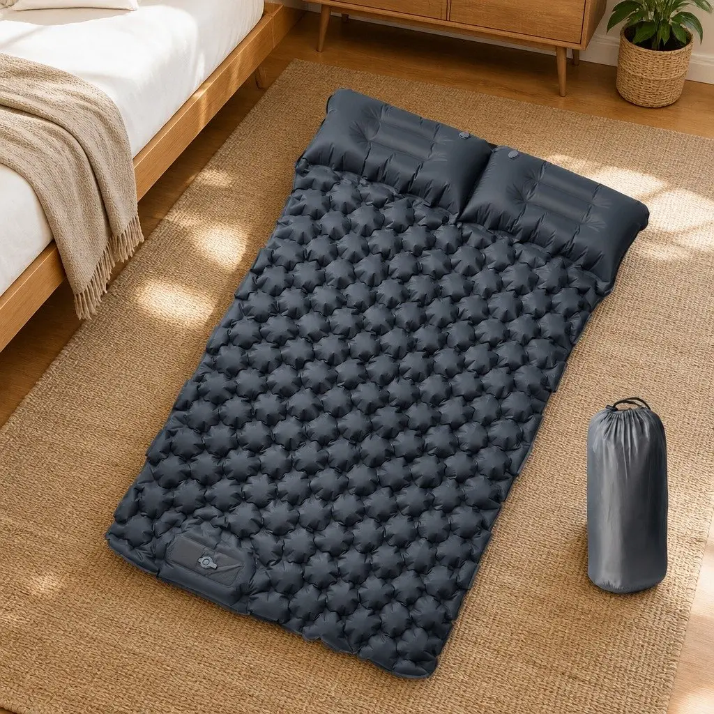 Self Inflating Camping Mattress 2 Person Double Air Bed 8.5 cm Thick Grey
