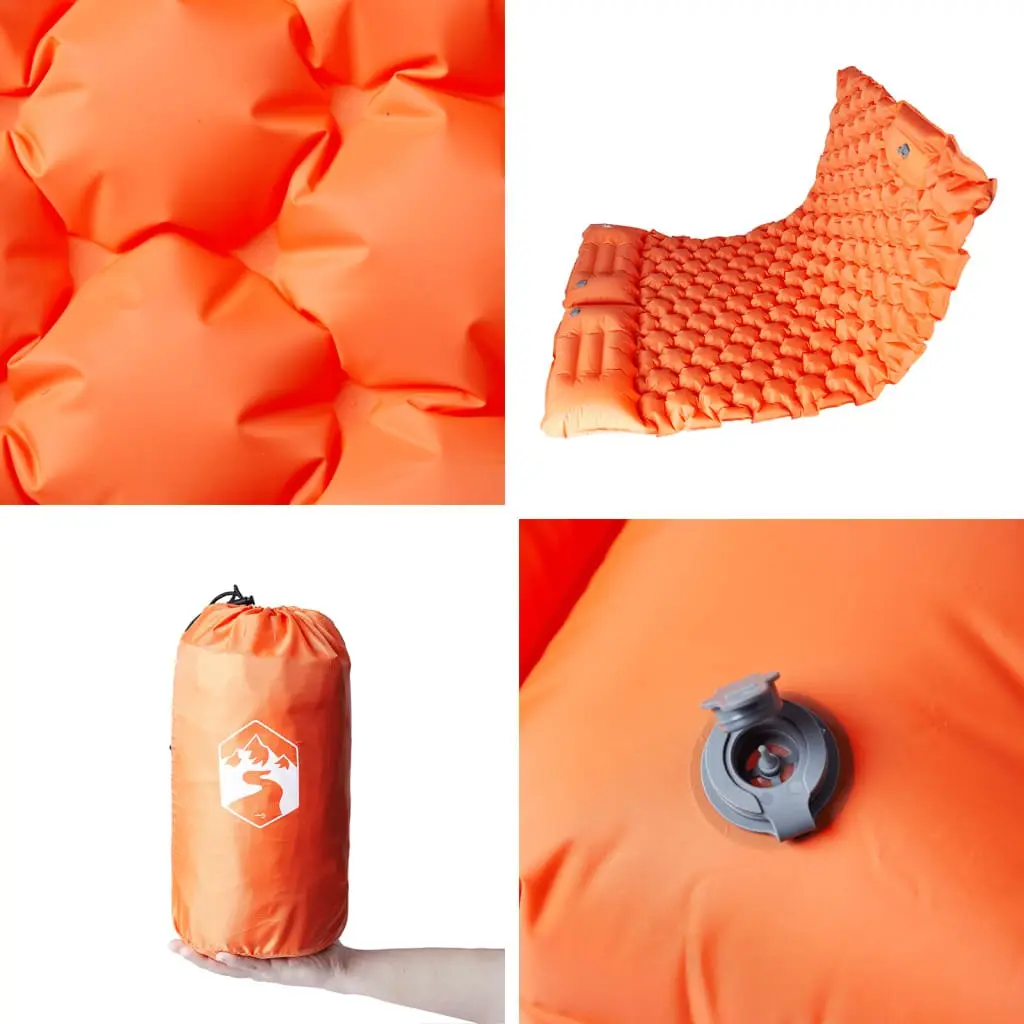 Self Inflating Camping Mattress 2-Person Sleeping Pad 8.5 cm Thick Orange