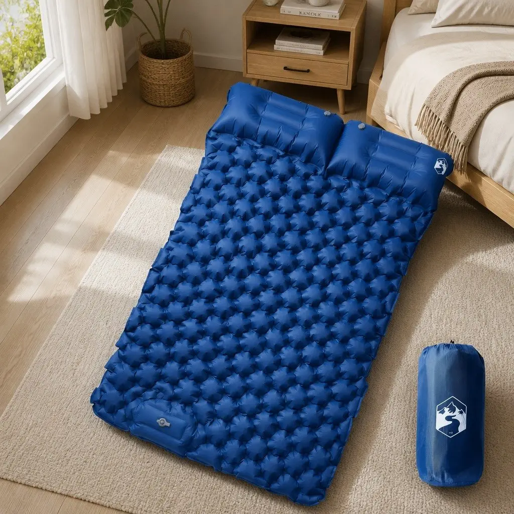 Self Inflating Camping Mattress 2 Person Sleeping Pad 8.5cm Thickness Blue
