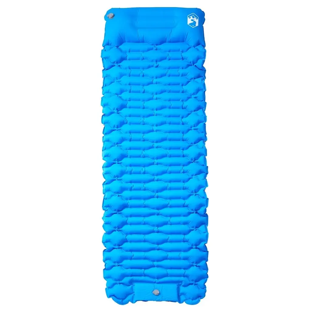Self Inflating Camping Mattress with Pillow 1 Person 6 cm Blue Sleeping Pad