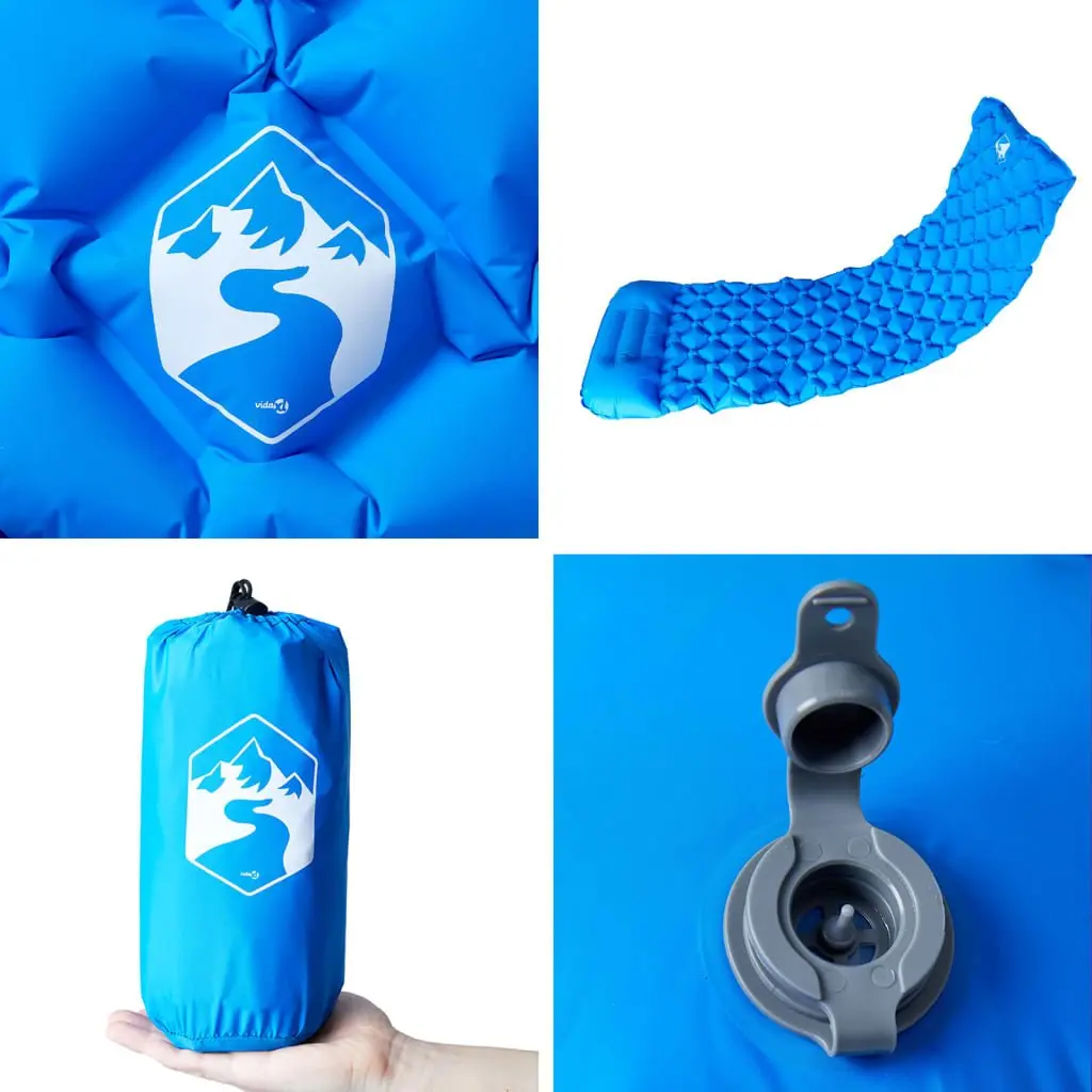 Inflatable Camping Mattress Single Person Sleeping Pad 6 cm Thickness Blue