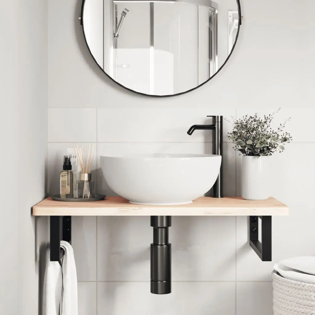 Shelf Brackets for Washbasin Support 2 pcs Black Rectangular Steel Wall Mount