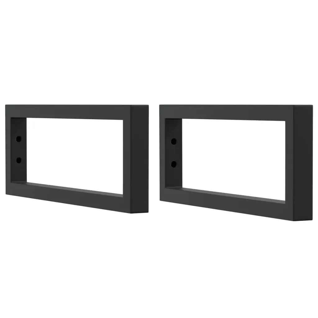 Rectangular Steel Shelf Brackets for Washbasin Wall Mount Storage Support Black 2 Piece