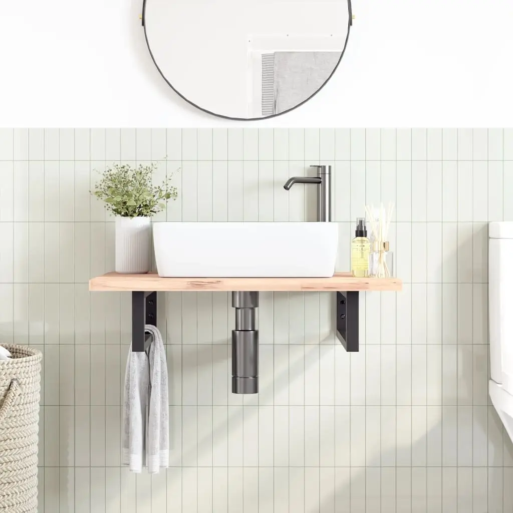 Rectangular Steel Shelf Brackets for Washbasin Wall Mount Storage Support Black 2 Piece