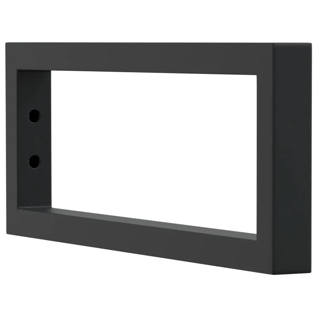 Rectangular Steel Shelf Brackets for Washbasin Wall Mount Storage Support Black 2 Piece