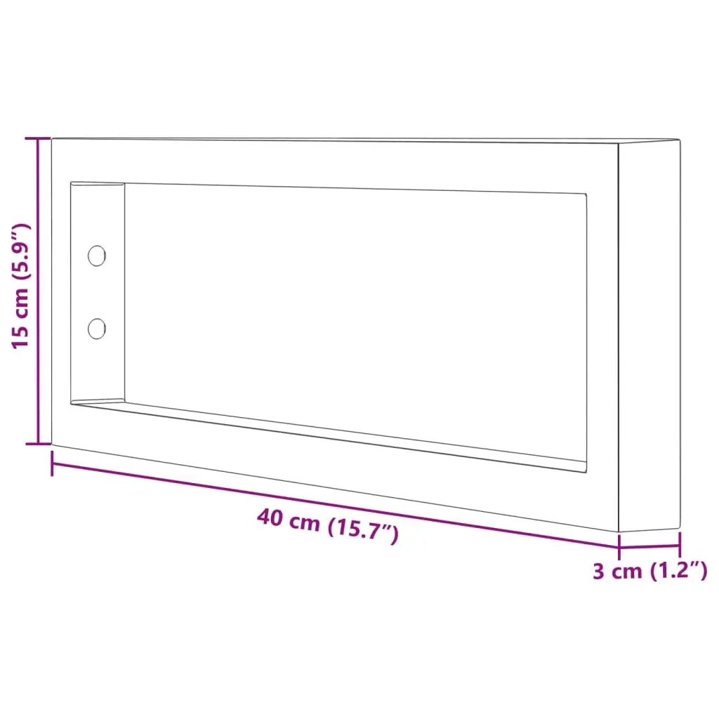 Rectangular Steel Shelf Brackets for Washbasin Wall Mount Storage Support Black 2 Piece