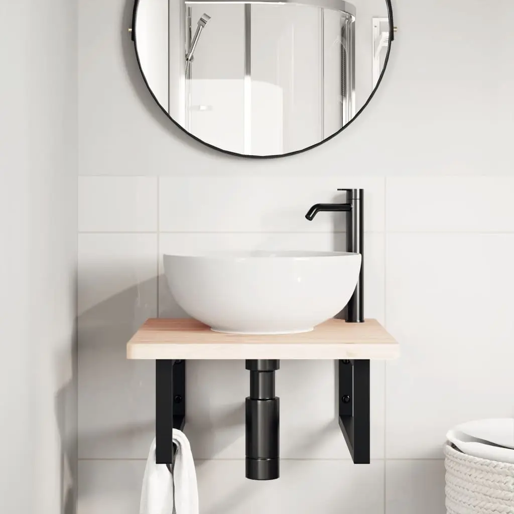 Rectangular Steel Shelf Brackets Black Wall Mount Support 2 Piece