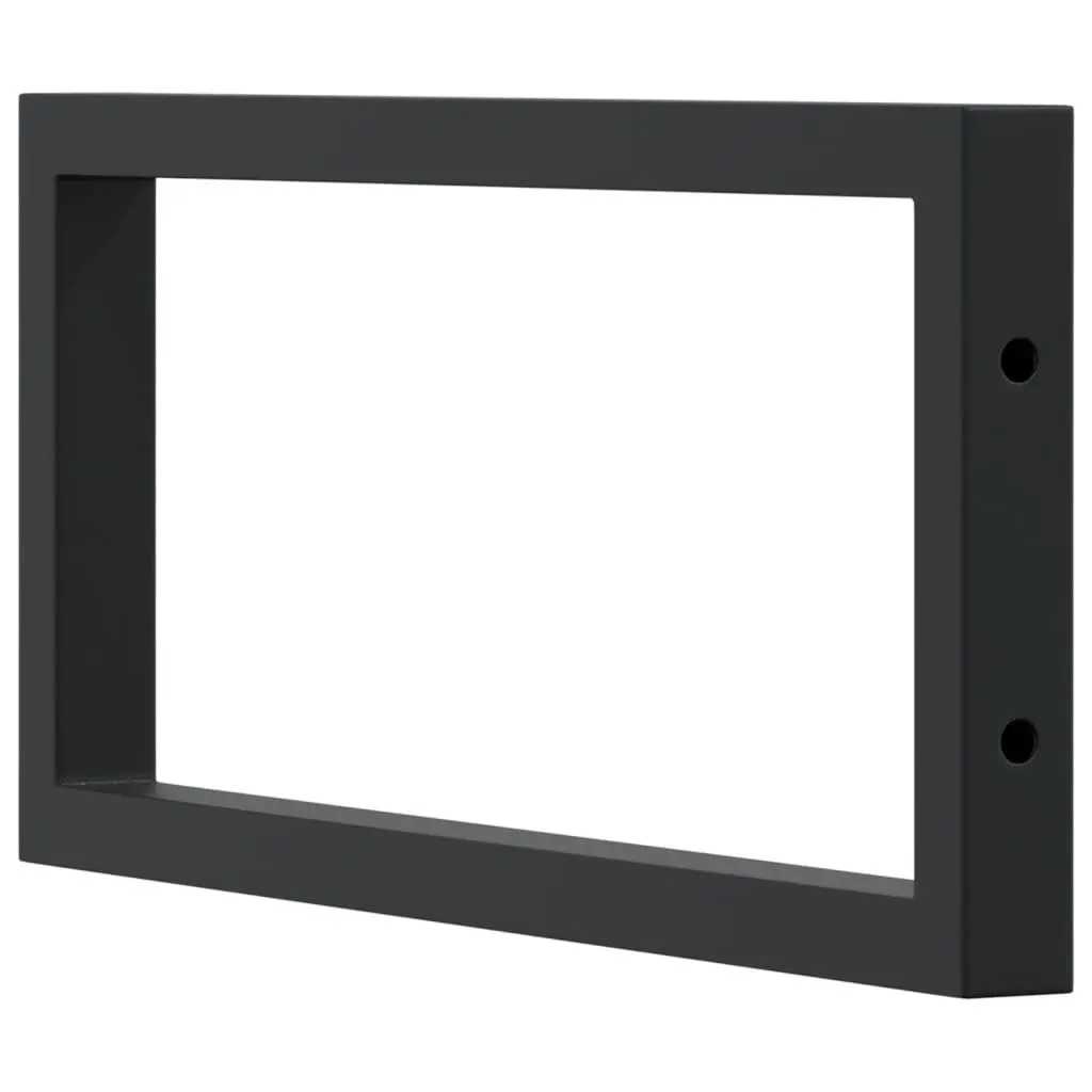Rectangular Steel Shelf Brackets Black Wall Mount Support 2 Piece