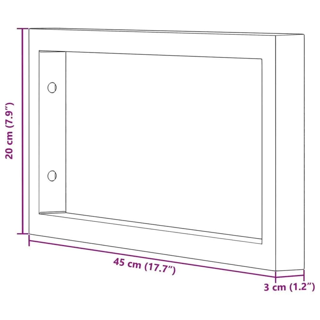 Rectangular Steel Shelf Brackets Black Wall Mount Support 2 Piece