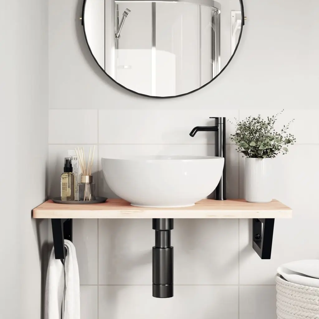 Shelf Brackets for Washbasin Black Trapezium Steel Wall Mount 2 Piece